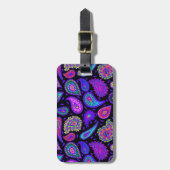 Paarse en veelkleurige Paisley op Black Beautiful Bagagelabel (Voorkant verticaal)