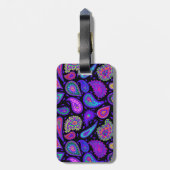 Paarse en veelkleurige Paisley op Black Beautiful Bagagelabel (Achterkant verticaal)