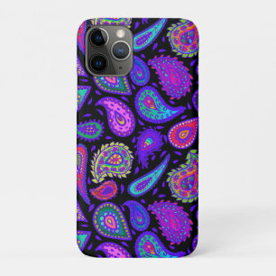Paarse en veelkleurige Paisley op Black Beautiful Case-Mate iPhone Case