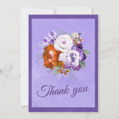 Paarse en verbrande Oranje bruiloft Kaart (Achterkant)