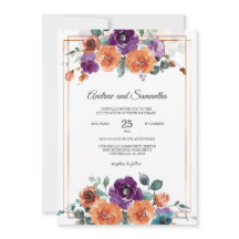 Paarse en verbrande Oranje trouwkleuren