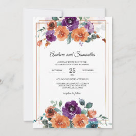 Paarse en verbrande Oranje trouwkleuren Kaart