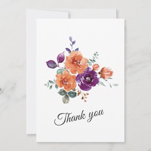 Paarse en verbrande Oranje trouwkleuren Kaart (Achterkant)