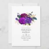 Paarse en Violette Bloemige Bruiloft Kaart (Voorkant)