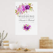 Paarse en Violette Waterverf Bruiloft Welkom Poster (Keuken)