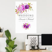 Paarse en Violette Waterverf Bruiloft Welkom Poster (Thuiskantoor)