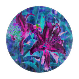 Paarse en warme roze Abstracte oosterse Lily Flowe Snijplank