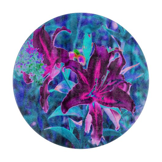 Paarse en warme roze Abstracte oosterse Lily Flowe Snijplank (Voorkant)