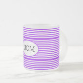 Paarse en wit gestreept mam matglas koffiemok (Voorkant rechts)