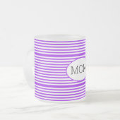 Paarse en wit gestreept mam matglas koffiemok (Voorkant links)