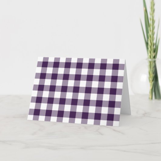 Paarse en wit Gingham Patroon Bedankkaart (Voorkant)