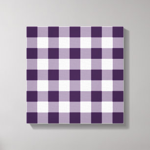 Paarse en wit Gingham Patroon Canvas Afdruk