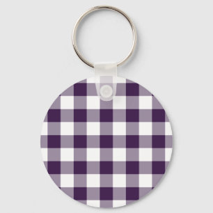 Paarse en wit Gingham Patroon Sleutelhanger