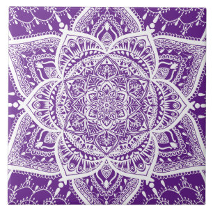 Paarse en wit Mandala - Loergann in Eggplant Tegeltje