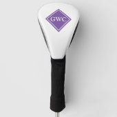 Paarse en witte aangepaste monogram golfheadcover (Voorkant)