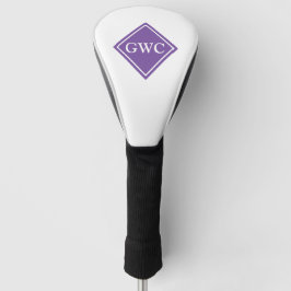 Paarse en witte aangepaste monogram golfheadcover