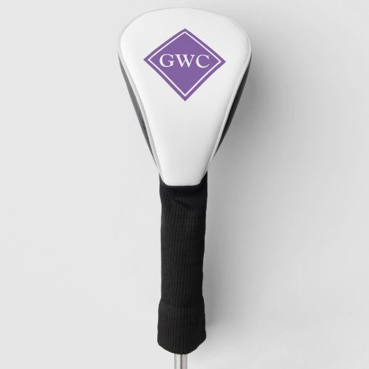 Paarse en witte aangepaste monogram golfheadcover (Voorkant)