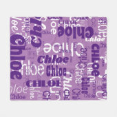 Paarse en witte aangepaste naam Patroon Retro Font Fleece Deken (Voorkant (Horizontaal))