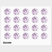 Paarse en witte Abstracte bloemenenvelop Ronde Sticker (Vel)