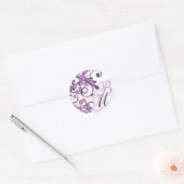 Paarse en witte Abstracte bloemenenvelop Ronde Sticker (Envelop)