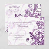 Paarse en witte abstracte bloemkaart voor antwoord (Voorkant / Achterkant)