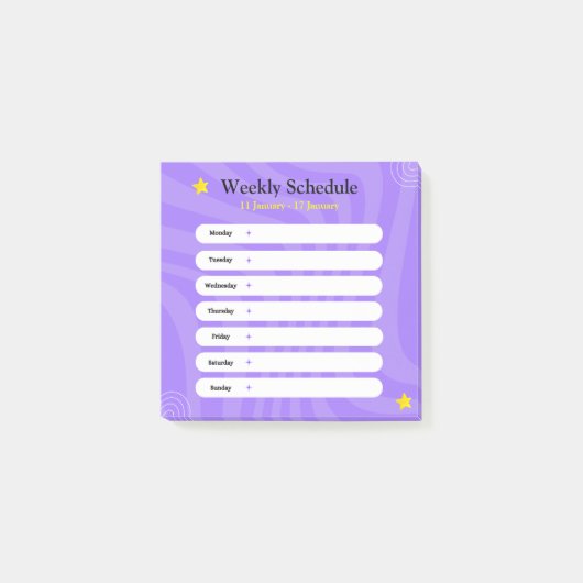Paarse en witte Abstracte vormen weekschema Post-it® Notes (Voorkant)