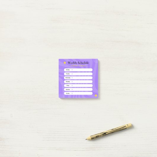 Paarse en witte Abstracte vormen weekschema Post-it® Notes (Op bureau)
