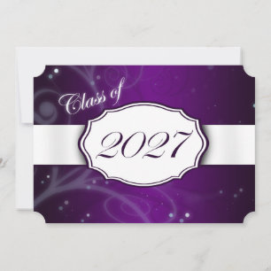 Paarse en Witte Afstudeeruitnodigingen 2027 Kaart