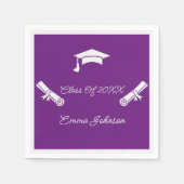 Paarse en witte Afstuderen Custom Paper Servet (Voorkant)