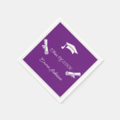 Paarse en witte Afstuderen Custom Paper Servet (Hoek)