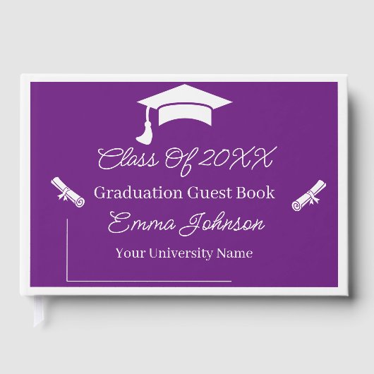 Paarse en witte Afstuderen Gastenboek (Voorkant)