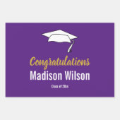 Paarse en witte Afstuderen Gefeliciteerd Inpakpapier Vel (Voorkant)