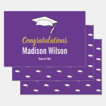 Paarse en witte Afstuderen Gefeliciteerd