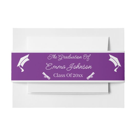 Paarse en witte Afstuderen gepersonaliseerd Uitnodigingen Wikkel (Voorkant Voorbeeld)