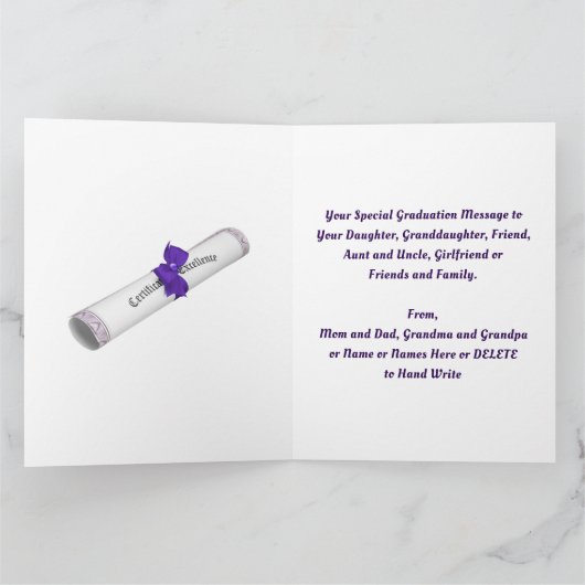 Paarse en witte, Afstuderen Kaarten voor haar (Binnen)