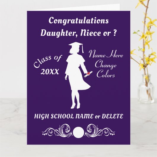 Paarse en witte, Afstuderen Kaarten voor haar (Gele Bloem)