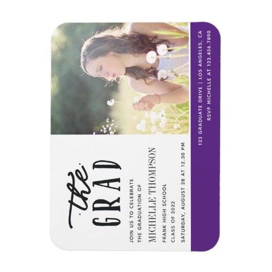 Paarse en witte Afstuderen partij nodigt Magnet ui Magneet (Verticaal)