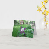 Paarse en Witte Akelei Kaart (Gele Bloem)