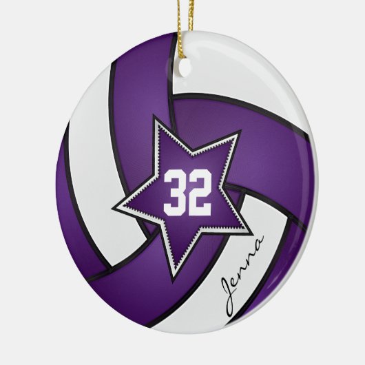 Paarse en witte All Star Volleyball Player Keramisch Ornament (Links)