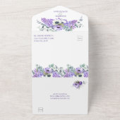 Paarse en witte anemonen, Paarse Lilacs Floral | All In One Uitnodiging (Buitenkant)