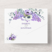 Paarse en witte anemonen, Paarse Lilacs Floral | All In One Uitnodiging (Achterkant)