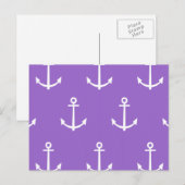 Paarse en witte ankerpatronen 1 briefkaart (Voorkant / Achterkant)