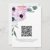 Paarse en witte annemonen QR Code Weddenschap Save The Date (Achterkant)