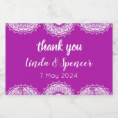 Paarse en witte art deco bruiloft sparkling wijnetiket (Enkel label)