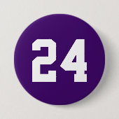 Paarse en witte atlete jersey nummer ronde button 7,6 cm (Voorkant)