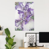 Paarse en witte baarzen, bloemdoek poster (Thuiskantoor)