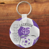 Paarse en witte ⚽ Ball Sport Sleutelhanger (Voorkant)