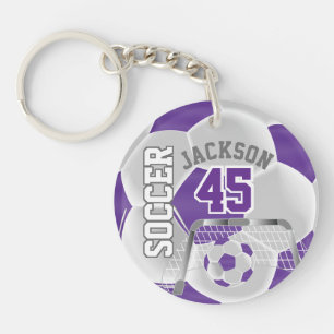 Paarse en witte ⚽ Ball Sport Sleutelhanger