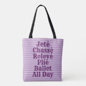 Paarse en witte ballet de hele dag tote bag (Achterkant)