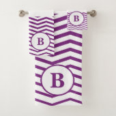 Paarse en witte band bad handdoek (Insitu)